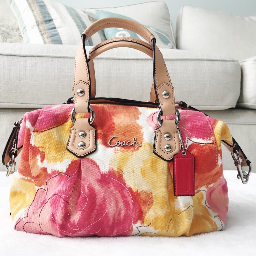 Coach Ashley Multicolor Floral Print Satchel F21885